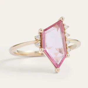 Gold ring with pink sapphire in asymmetric shape ROSALIE Thumbnail