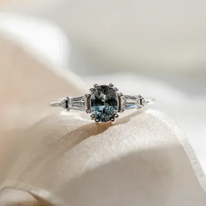 Gold ring with teal oval sapphire DIANA Thumbnail