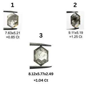 Gold necklace with hexagon salt and pepper diamond PERTH Thumbnail