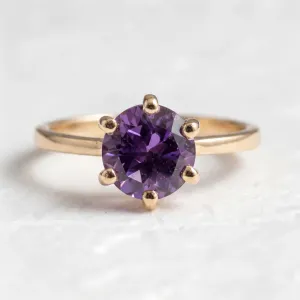 Minimalist gold ring with amethyst STAMI Thumbnail