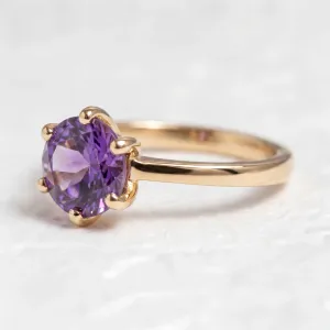 Minimalist gold ring with amethyst STAMI Thumbnail