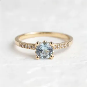 Blue topaz in gold ring with diamonds GINEVRA Thumbnail
