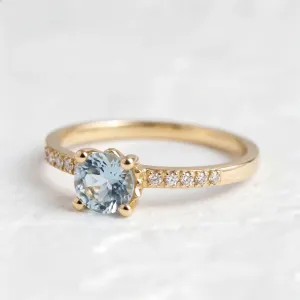 Blue topaz in gold ring with diamonds GINEVRA Thumbnail