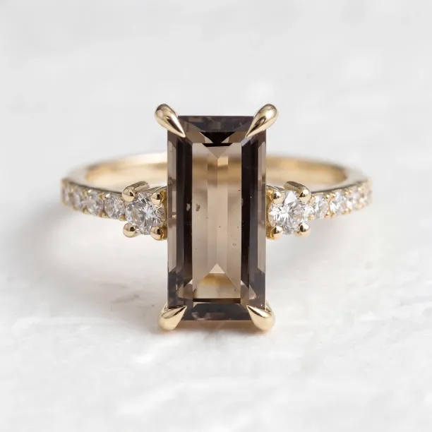 Smoky quartz in gold diamond ring FUME Image