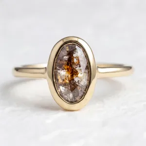 Gold ring with salt and pepper diamond HIKS Thumbnail