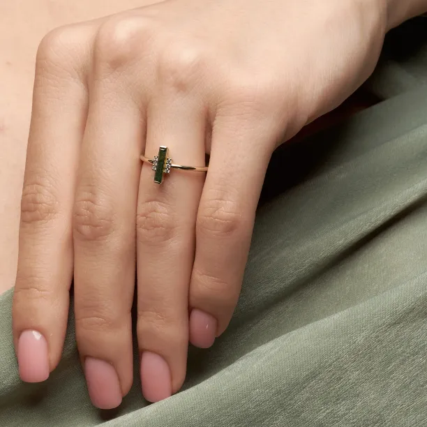 Moss agate and diamond ring JOHANA Image