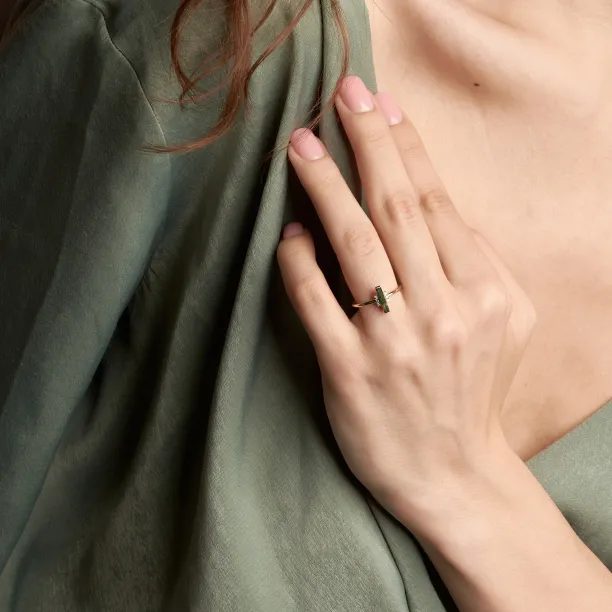 Moss agate and diamond ring JOHANA Image