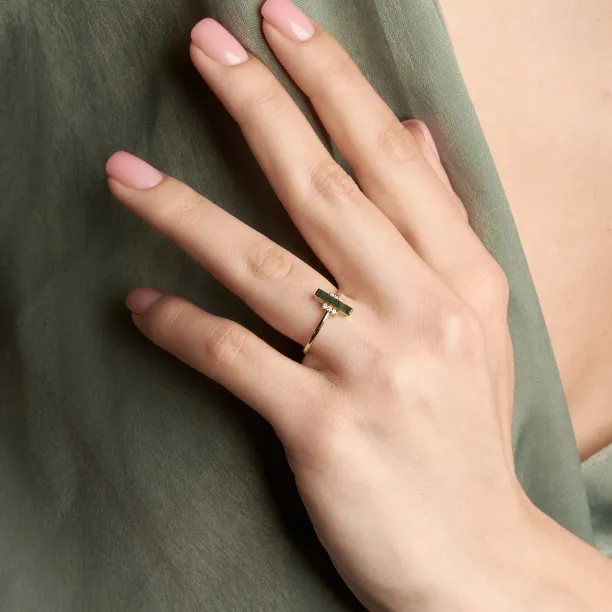 Moss agate and diamond ring JOHANA Image
