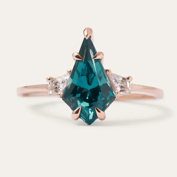 Originální prsten s lab grown safírem a moissanity KATE Image