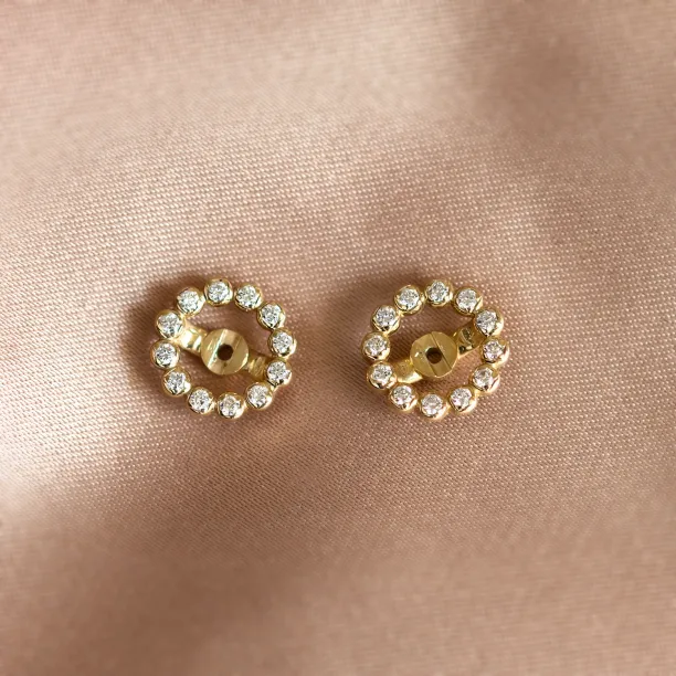 Zlaté náušnice s vyměnitelným drahokamem a lab grown diamanty FLORES Image