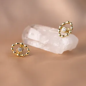 Modulární zlaté náušnice markýz s lab grown diamanty BLANKS Thumbnail