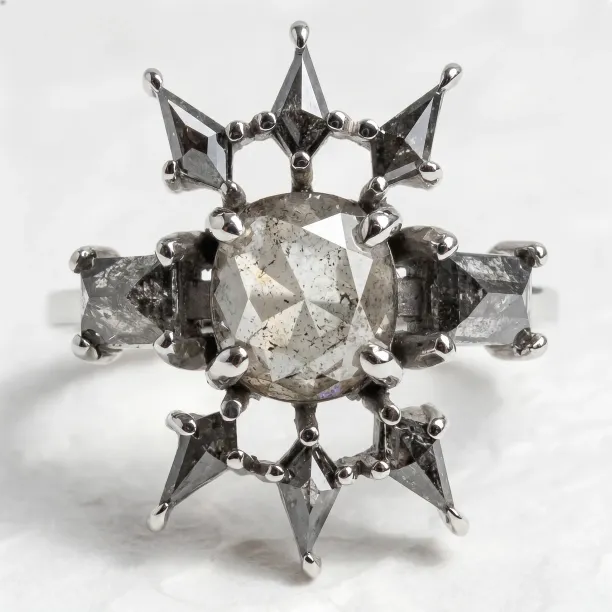 Luxusní zlatý prsten se salt'n'pepper diamanty AURORA Image