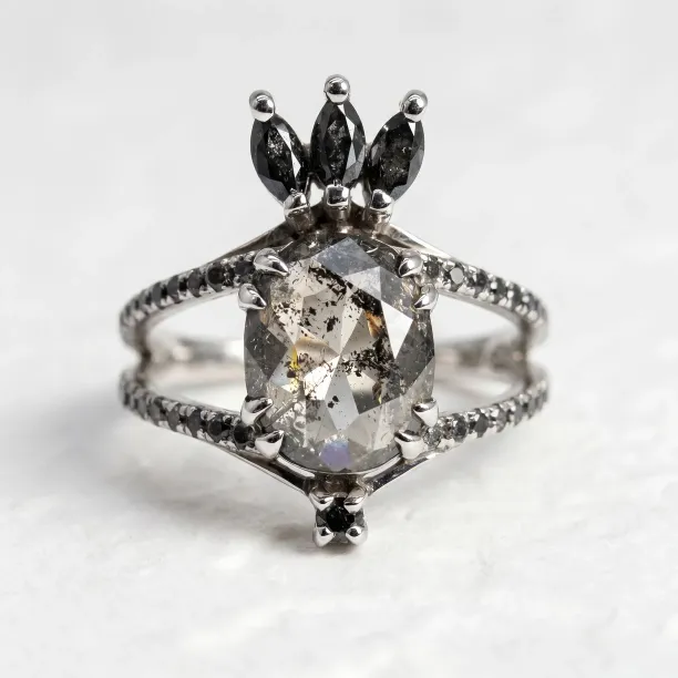 Salt and pepper diamonds in luxury ring RABBIT Image