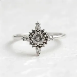 Gold cluster ring with salt and pepper diamonds ring RAVE Thumbnail