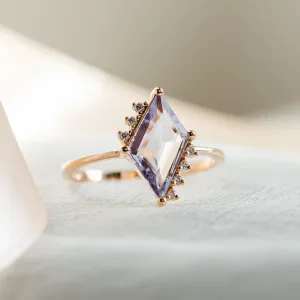 Gold ring with natural violet sapphire MONA