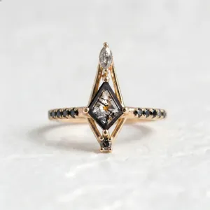 Extravagant ring with salt and pepper diamonds SANIA