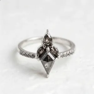Gold cluster ring with salt and pepper diamonds BEATRICE
