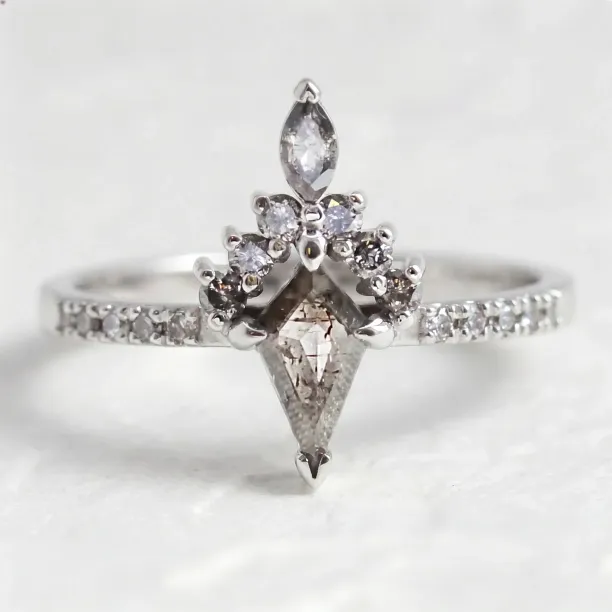 Opulent cluster gold ring with salt and pepper diamonds DUBHEASA Image