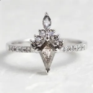 Opulent cluster gold ring with salt and pepper diamonds DUBHEASA
