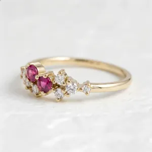 Pink sapphire and natural diamond engagement ring CLARETTE Thumbnail