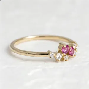 Pink sapphire and natural diamond engagement ring CLARETTE Thumbnail