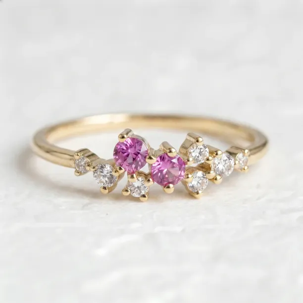 Pink sapphire and natural diamond engagement ring CLARETTE Image