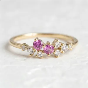 Pink sapphire and natural diamond engagement ring CLARETTE Thumbnail