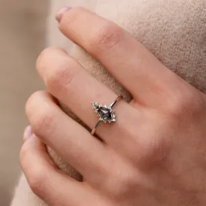 Cluster ring with salt'n'pepper diamond DOMO
