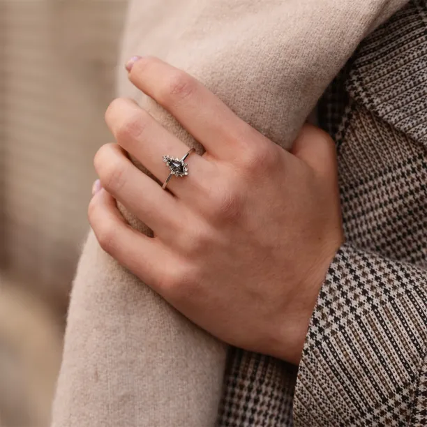 Cluster ring with salt'n'pepper diamond DOMO Image