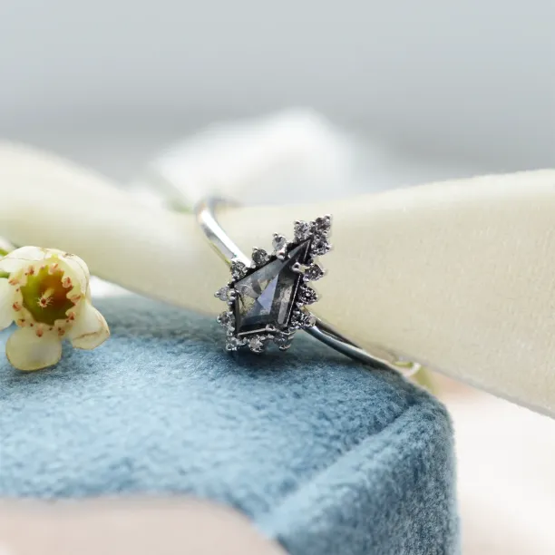 Cluster ring with salt'n'pepper diamond DOMO Image