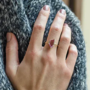 Gold ring with pink sapphire in asymmetric shape ROSALIE Thumbnail