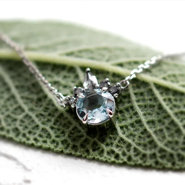 Zlatý náhrdelník s akvamarínem a salt and pepper diamanty BELLAS Image