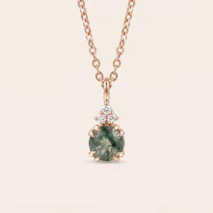 Gold moss agate and diamond pendant TALI