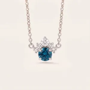 Gold necklace with london blue topaz and diamonds LAM