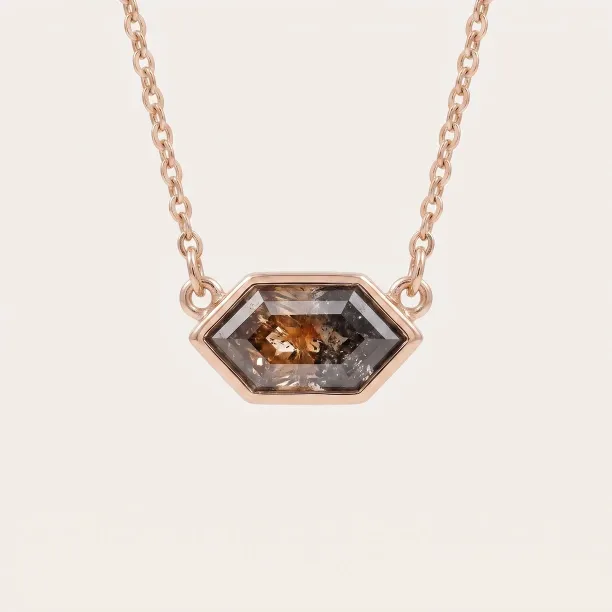 Zlatý náhrdelník s hexagon salt and pepper diamantem PERTH Image