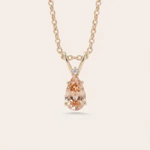 Gold pendant with orange lab grown diamond and classic diamond SOLARIS Thumbnail