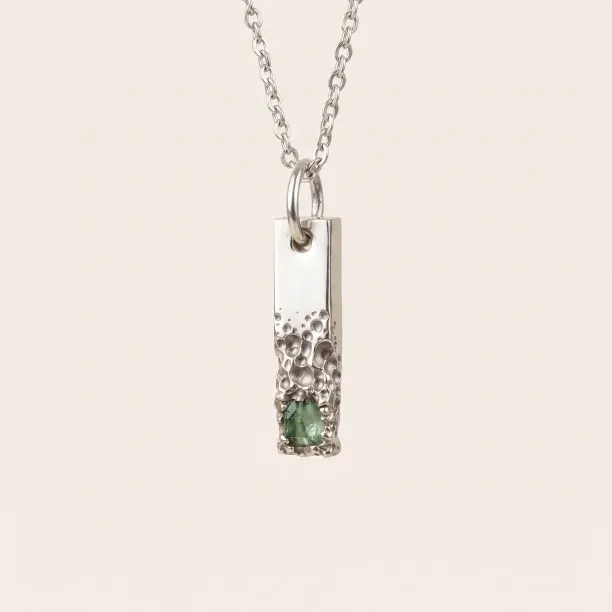Unusual pendant with perforation and moss agate LIVE Image
