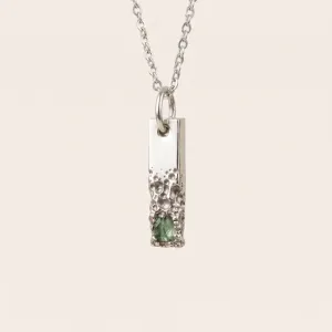 Unusual pendant with perforation and moss agate LIVE