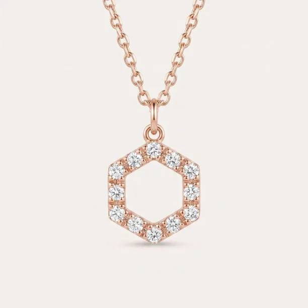 Zlatý náhrdelník s lab-grown diamantovým hexagon přívěskem MARION Image