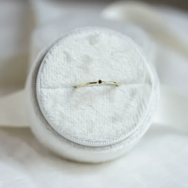 Zlatý minimalistický prsten s černým diamantem BRUNO Image