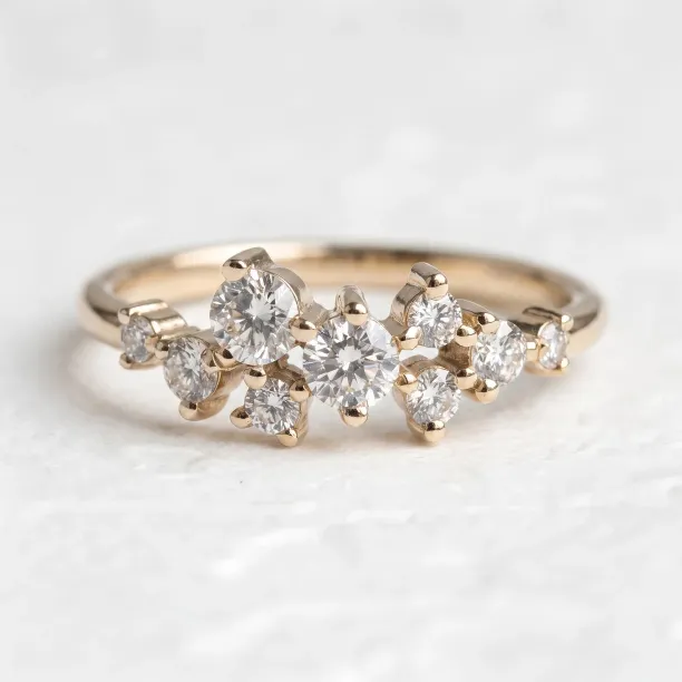 Elegant cluster ring with lab created diamonds CLORÉ Image