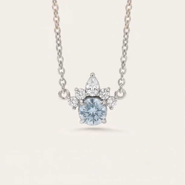 Gold necklace with aquamarine and diamonds AZURINE Image