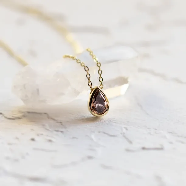 Pink lab created diamond necklace MAEVA Image