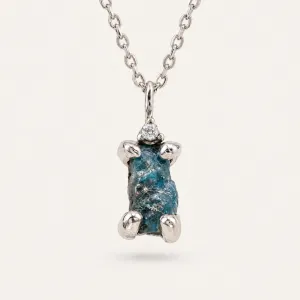 Gold necklace with raw blue diamond LORELEI