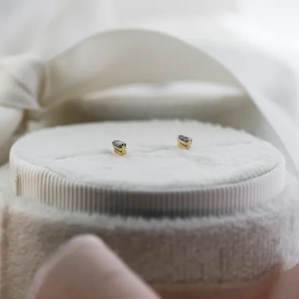 Basic earrings with salt and pepper diamonds KIKI Image