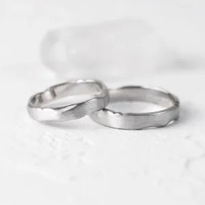 Torn paper edge wedding bands DANTE