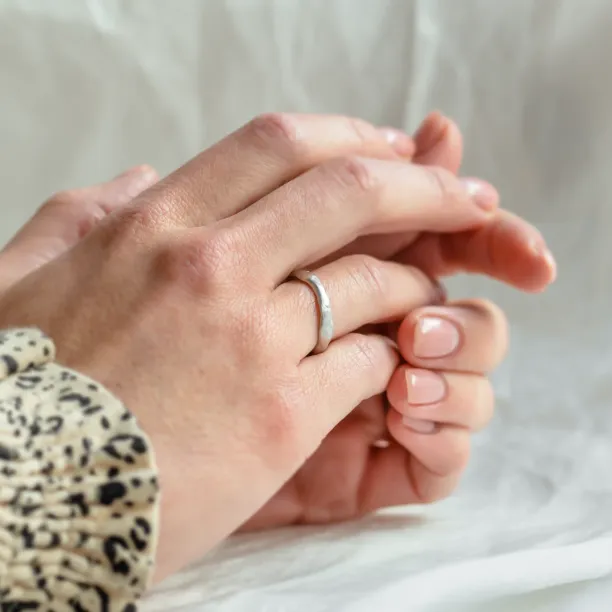 Irregular wedding bands with moon surface MUSK Image