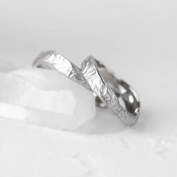 Irregular wedding bands with moon surface MUSK Image