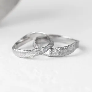 Irregular wedding bands with moon surface MUSK