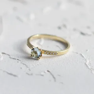 Elegant gold ring with aquamarine and diamonds ELYSIA Thumbnail